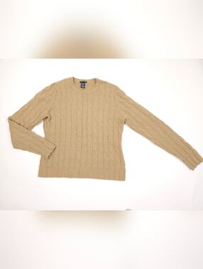 Gap Lambswool Vintage Y2K Cable Knit Sweater Women Tan Stretch Preppy M